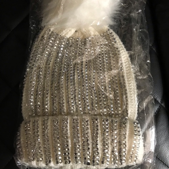Fur Pompon Hats  Women Hat Bright Diamond Winter - Picture 2 of 4